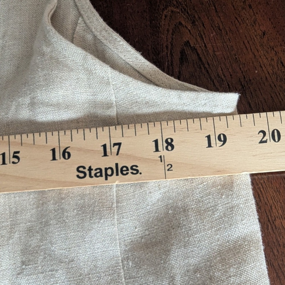 LL Bean Shift Dress Beige Pintuck Button Front Linen Sz 12 Lagenlook Minimalist - Picture 6 of 7